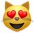 emoji gato con ojos de corazon enamorado